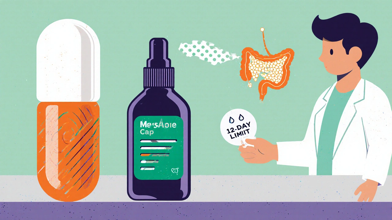Screenprint style display of extended‑release capsule, nasal spray, and nanoparticle carrier on a pharmacy counter.