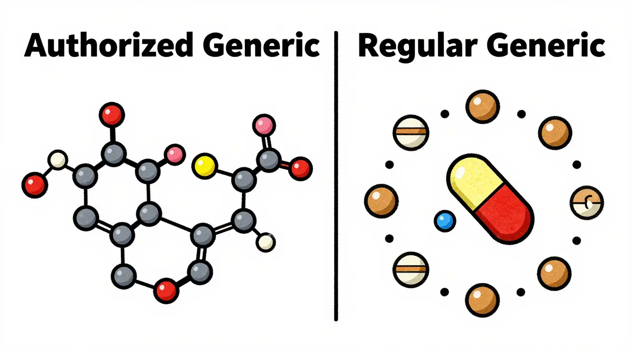 Comparison of identical ingredients in authorized generics versus regular generics