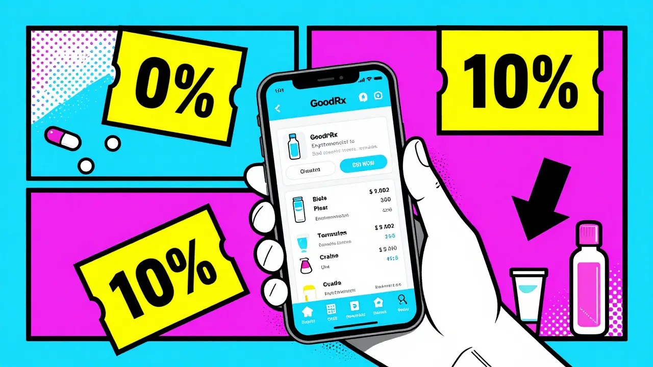 Graphic of using app to find cheap antibiotic prices