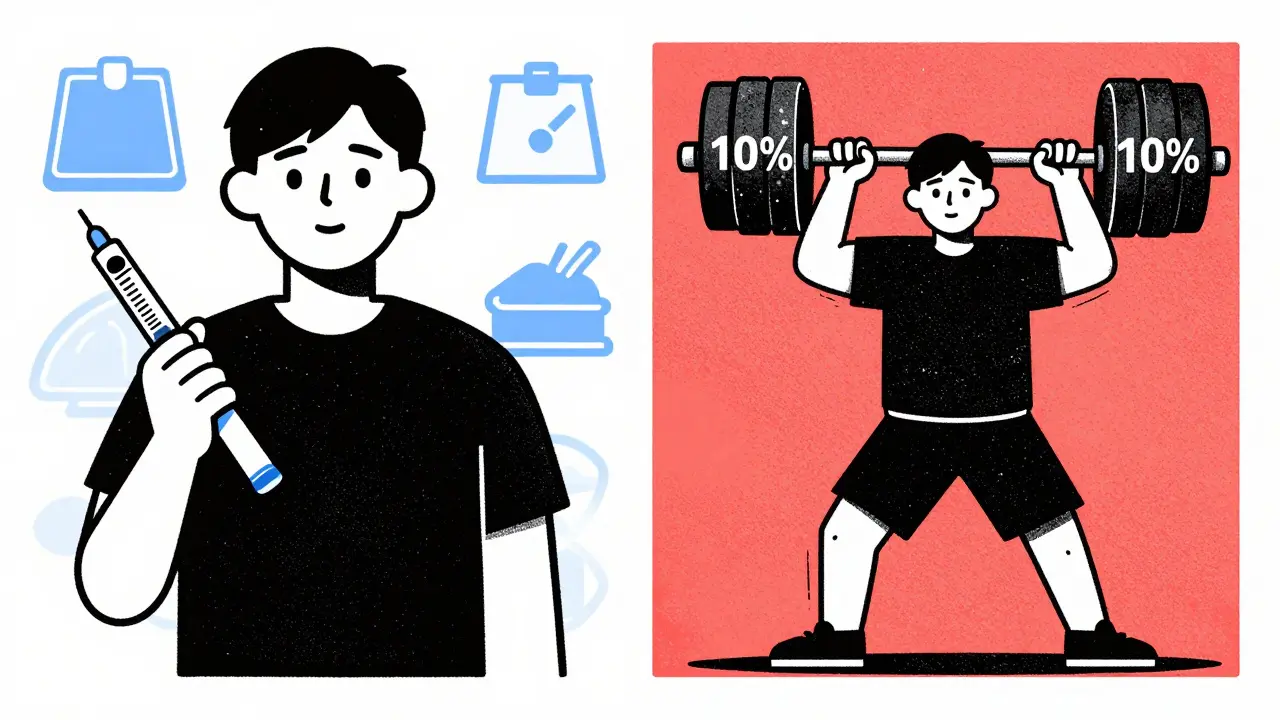 Illustration comparing medication use versus lifestyle efforts for weight loss in fatty liver treatment.