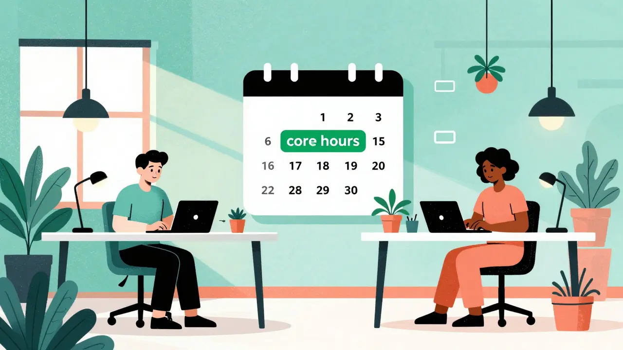 Illustration of flexible work schedules for different chronotypes