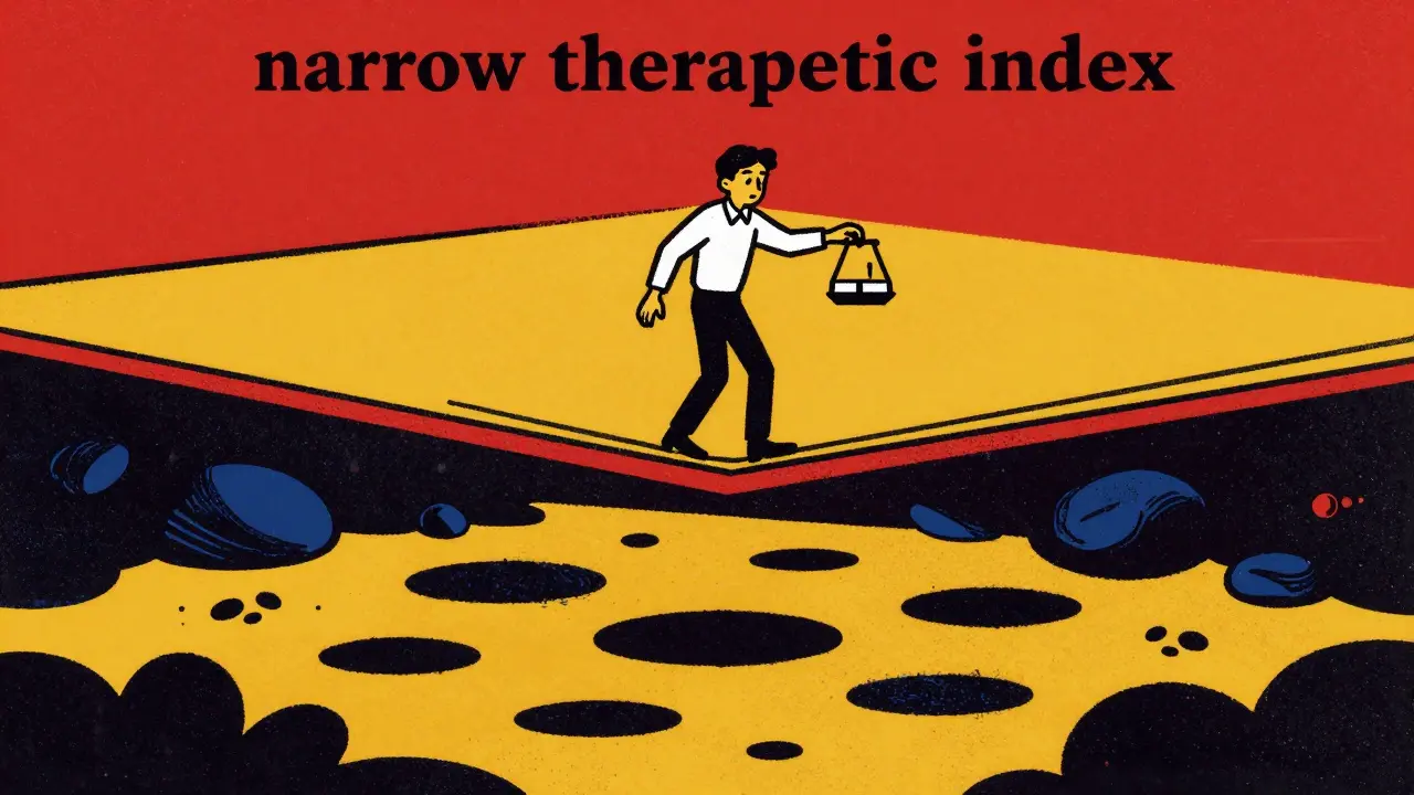 Abstract illustration of balancing on a narrow therapeutic index