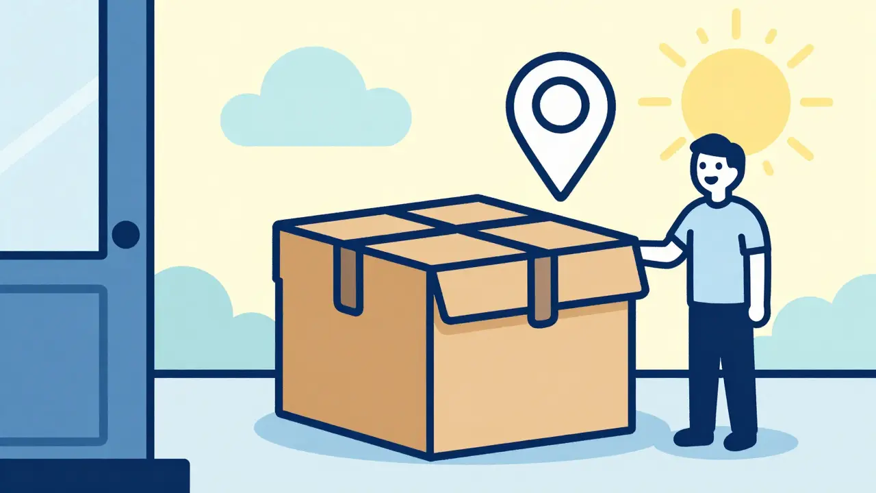 Plain package on doorstep representing discreet and private medication delivery