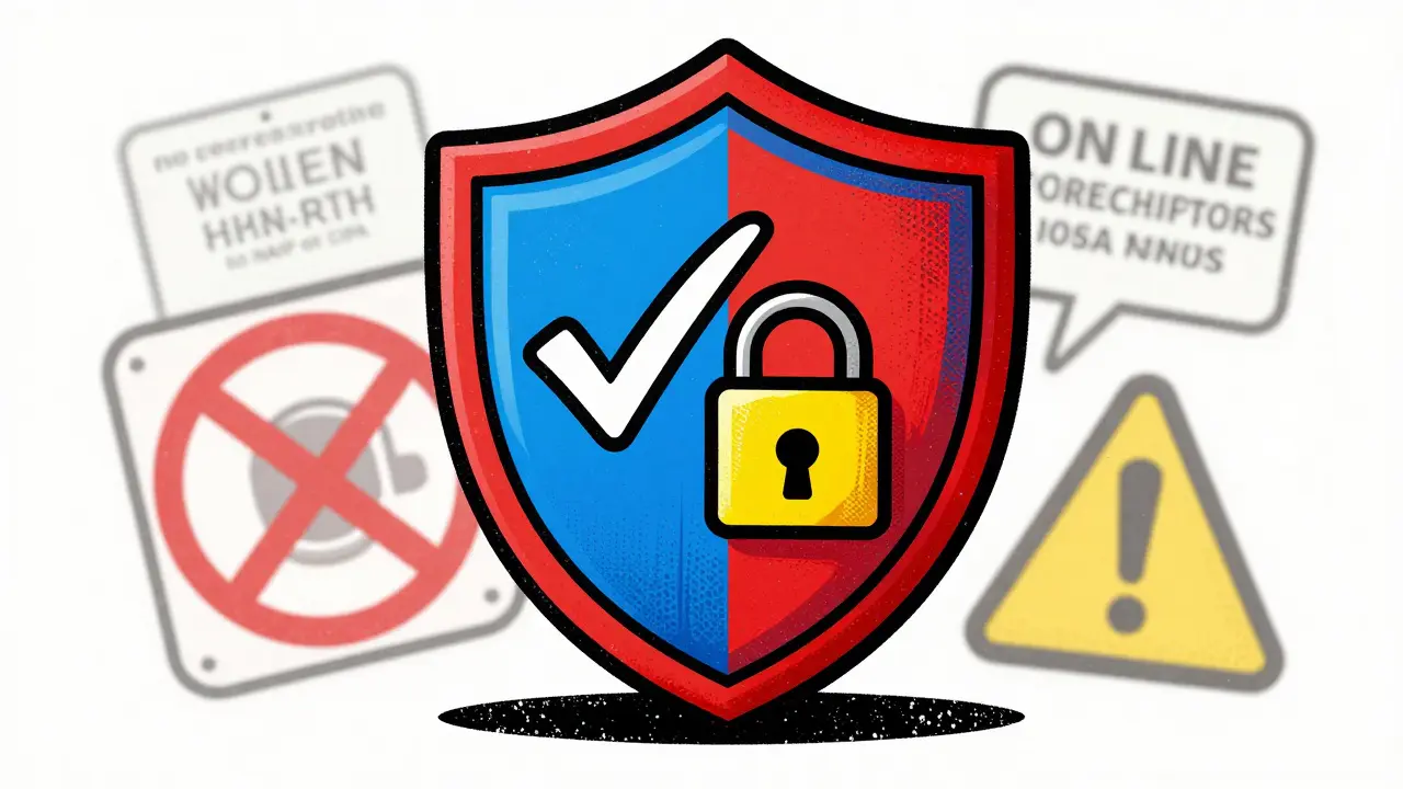 Shield icon representing safe and verified online pharmacy