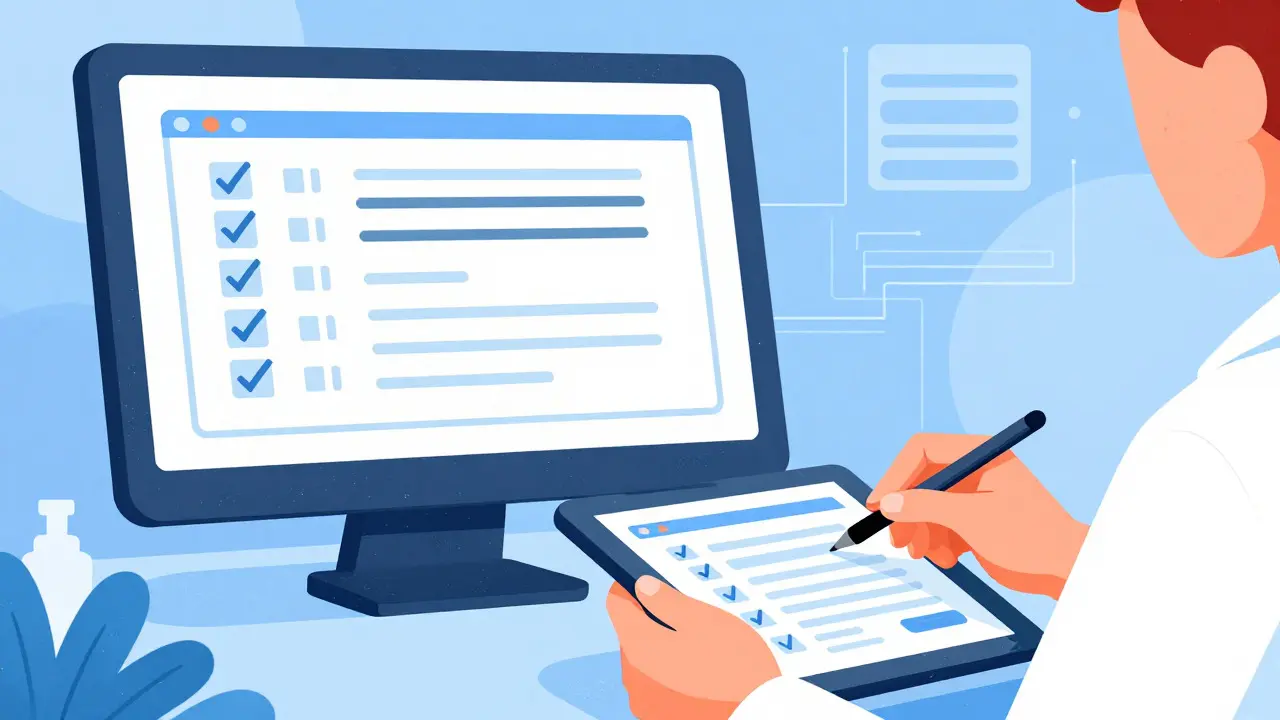 Digital pharmacy system showing audit trail records