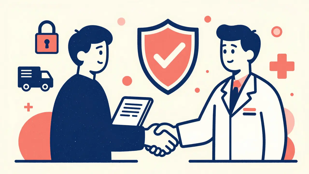 Secure digital connection between user and trusted online pharmacy